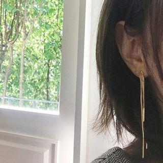 Layered Thread Earrings Gold - One Size