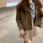 Plaid Blazer / Plain Long-sleeve Shirt / Pleated Skirt