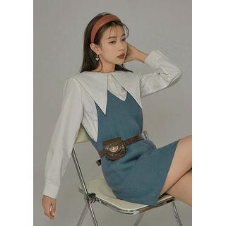 Pointy Lace-collar Cotton Shirt White - One Size