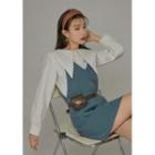 Pointy Lace-collar Cotton Shirt White - One Size