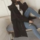 Plain Hooded Long Zip Light Jacket