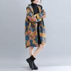 Flower Print Drawstring Hooded Jacket Yellow - One Size