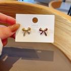 Bow Glaze Asymmetrical Earring 1 Pair - E3003 - Gold - One Size