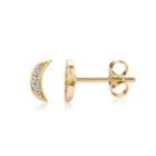 Fashion Simple Plated Gold Moon Cubic Zirconia Stud Earrings Golden - One Size
