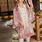 Set: Floral Hanfu Jacket + Pleated Mini A-line Skirt