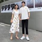 Couple Matching Short-sleeve Floral Print Dress / T-shirt / Pants / Set