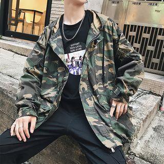 Plain / Camo Print Hooded Jacket
