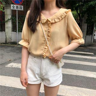 Lantern-sleeve Peter Pan Collar Blouse