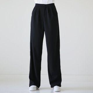 Pleated Front Straight-cut Pants In 3 Lengths