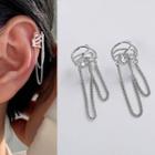 Layered Chain Alloy Cuff Earring 1 Pc - Clip On Earring - Right - Silver - One Size