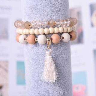 Set Of 3: Bead Bracelet Set Of 3 - As Shown In Figure - One Size