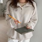 Half-placket Ribbed Sweatshirt