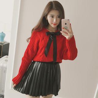 Bow Neck Thick Sweater