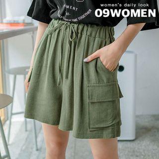 Plus Size Linen Blend Cargo Shorts