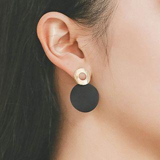 Two-tone Disc Drop Earring