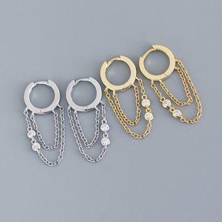 Rhinestone Chain Sterling Silver Dangle Earring