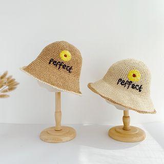 Embroidered Flower Straw Hat