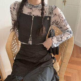 Long-sleeve Printed Top / Spaghetti Strap Top