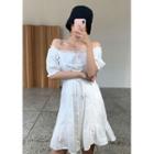 Off-shoulder Lace-up Minidress