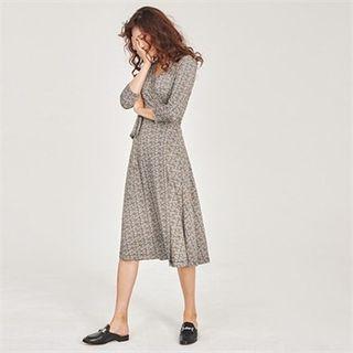 Tie-waist Patterned Wrap Dress
