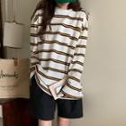 Long-sleeve Striped T-shirt Off-white - One Size