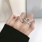925 Sterling Silver Hoop Link Open Ring / Twisted Metal Bead Ring