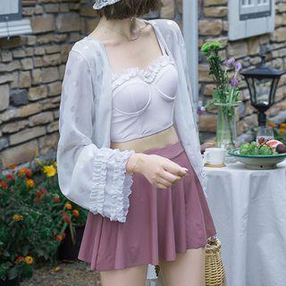 Set: Ruffle Tankini + Swim Skirt + Cover Up