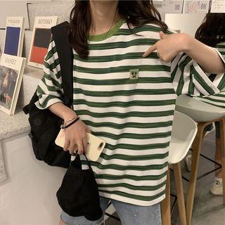 Cartoon Printed Striped T-shirt