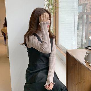 Frilled-trim Slim-fit Knit Top