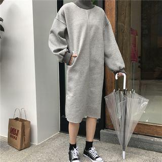 Turtleneck Sweatshirt A-line Midi Dress