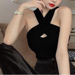Halter Plain Crop Tank Top