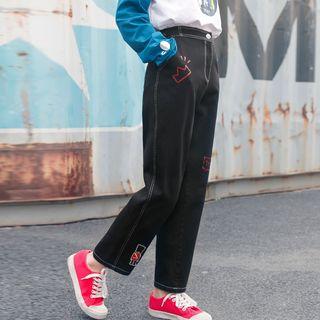 Straight-fit Applique Jeans