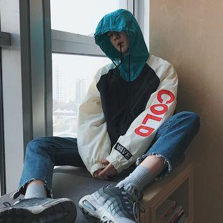 Hooded Panel Lettering Loose-fit Jacket