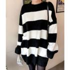 Boxy-fit Stripe Mini Sweater Dress Black - One Size