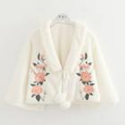 3/4-sleeve Floral Embroidery Coat