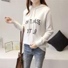 Letter Embroidered Hooded Sweater