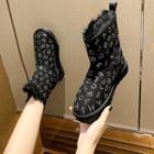 Rhinestone Lettering Faux Fur-lined Snow Boots