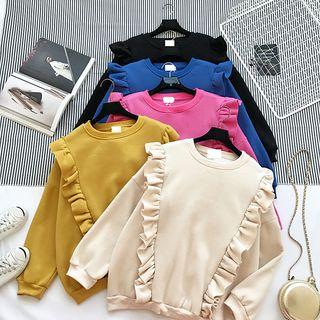 Plain Ruffle Loose-fit Sweatshirt