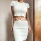 Short-sleeve Knit Crop Top / Mini Pencil Skirt