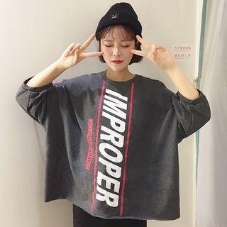 Lettering 3/4-sleeve Pullover