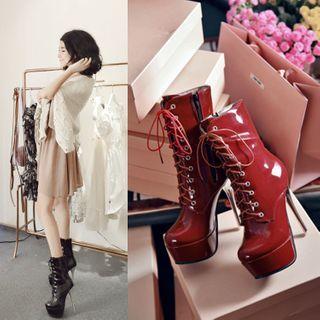 Lace-up Platform Stiletto Heel Short Boots