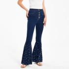 Faux Pearl Bell Bottom Jeans