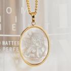 Shell Disc Pendant Necklace Gold & White - One Size