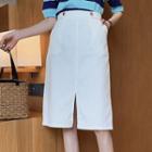 High-waist Midi A-line Split Skirt
