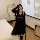 Open-front Bolero Jacket / Halter-neck Bow A-line Dress