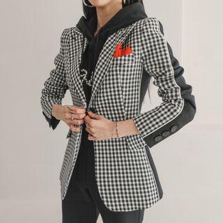 Set: Plaid Panel Blazer + Dress Pants