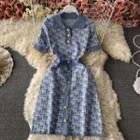 Short Sleeve Lettering Print Knit Dress