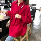 Oversize Long-sleeve Shirt Red - One Size