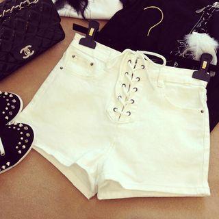 Plain Lace-up Shorts