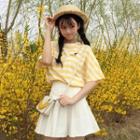 Striped Elbow Sleeve T-shirt Yellow - One Size